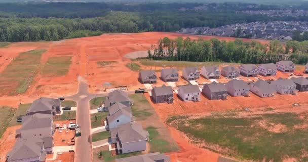 Unfinished Subdivision Housing Complex Construction Site Aerial Perspective — Stockvideo