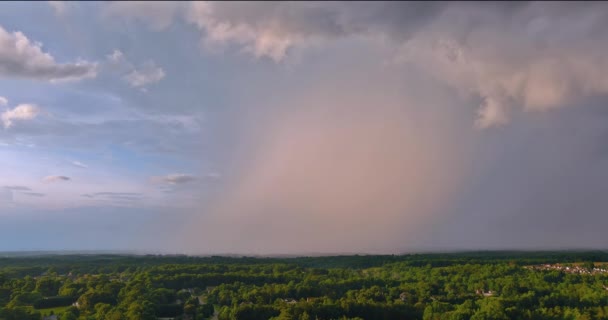 Bright Rainbow Sky Severe Thunderstorm Summer Landscape — Stockvideo