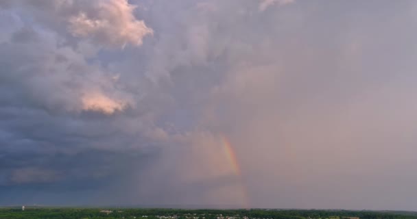 Bright Rainbow Sky Severe Thunderstorm Backdrop Dramatic Landscape — Vídeo de Stock