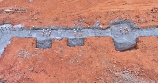 Adding Strip Foundation Reinforcement Frame Reinforced Concrete Building Construction Site — Wideo stockowe