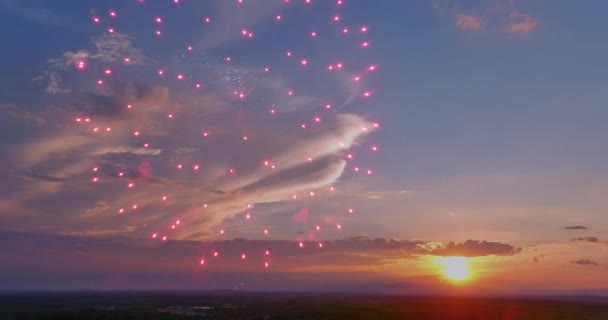 Sunset Holiday Festive Fireworks Launched Sky Celebration — 图库视频影像
