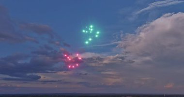 An array festive fireworks is launched into the sky as part of holiday day to mark celebration the during sunset
