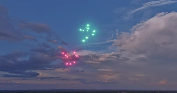 Array Festive Fireworks Launched Sky Part Holiday Day Mark Celebration — Stockvideo