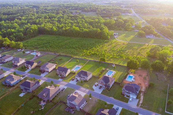 Aerial View Residential Development District Neighborhood South Carolina Town Sunset — Fotografia de Stock