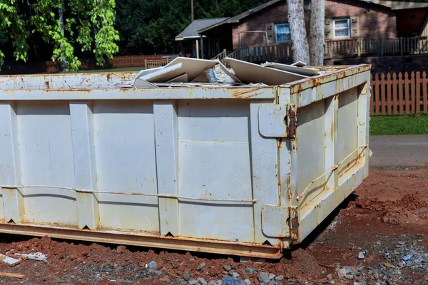 Construction Site Rubbish Removal Container House Industrial Building Used Waste — ストック写真