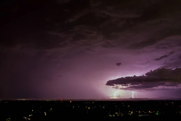 Dark Sky Thunderstorm Clouds Flashes Lightning — Photo