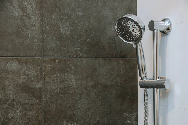 Bathroom Wall New Shower Head Elegant Stainless Steel Shower Head — стоковое фото
