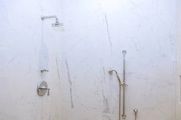 Featured Here Modern Shower Head Newly Constructed Home — 图库照片