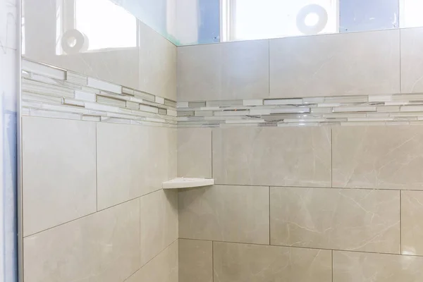 Projektant Renovace Konstrukce Koupelna Vanou Sprcha Interiér Drahé — Stock fotografie