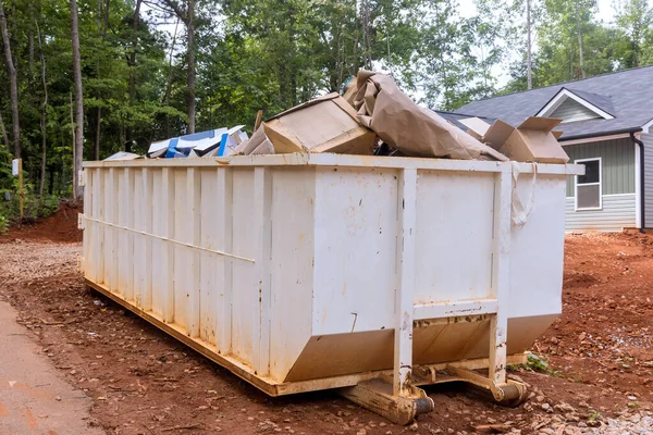 Construction Site Rubbish Removal Container House Industrial Building Used Waste — Stock fotografie