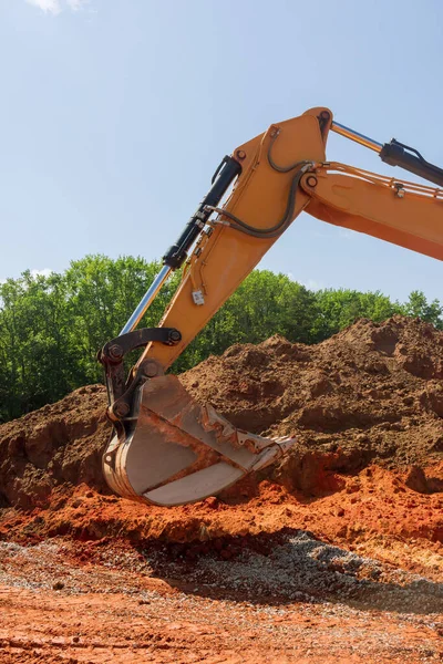 Process Improving Territory Excavator Used Perform Earthworks Construction — Foto de Stock
