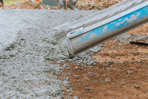 Concrete Being Poured Driveway New Home Construction Site — Fotografia de Stock