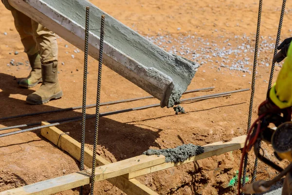 Construction House Trenches Poured Serve Foundation Construction Site — Stockfoto