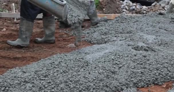 Construction Driveway Wet Concrete Poured Top New Home — Video Stock