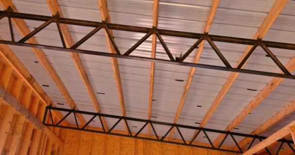 Common Find Roofing Metal Panels Covering Roof Warehouse Constructed Construction — Stock video