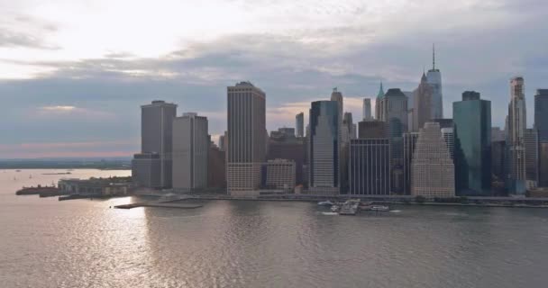 Panoramic View Midtown New York Manhattan Downtown Skyline Hudson River — Stockvideo