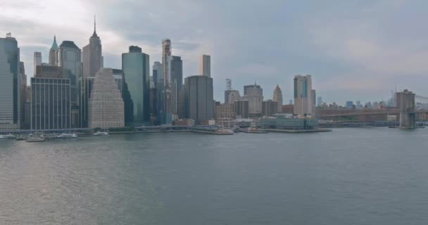Hudson River Panoramic View New York City Midtown Manhattan Skyline — Stock Video
