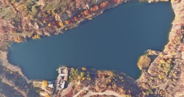 Azure Water Picturesque Flooded Terrain Artificial Quarry Created Stone Quarry — Video