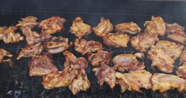 Nothing Better Bbq Fried Delicious Dishes Cooked Charcoal Grill Chicken — Videoclip de stoc