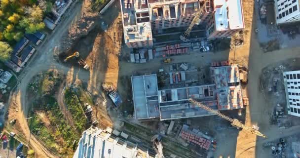 Construction Consisted Number Tower Cranes Various Heights Being Used Construction — ストック動画