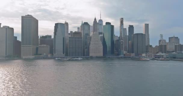 Aerial View Cityscape Manhattan Downtown Skyline Hudson River Midtown New — Stockvideo