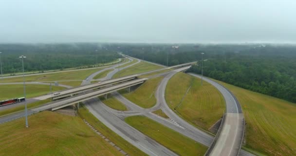 Early Morning Dense Fog Surrounds Bridge Highway Satsuma Alabama United — Wideo stockowe