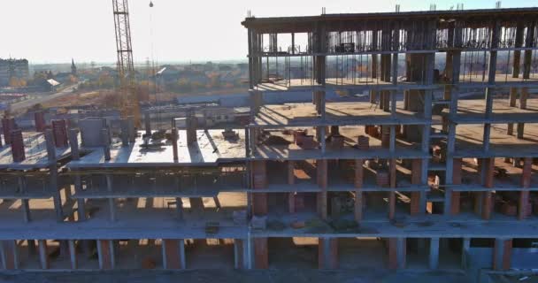 Part Construction Multi Story Apartment Building Work Progress Building Perimeter — Video Stock