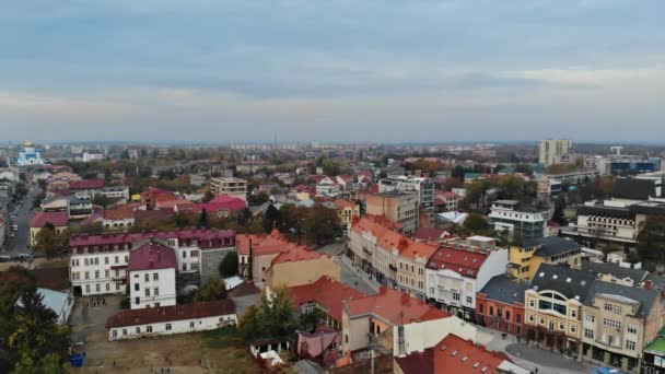 September 2020 Uzhhoroh Zakarpatyya Ukraine Panoramic Top View Part European — стокове відео