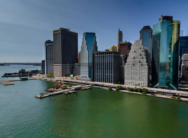 Aerial View Cityscape Manhattan Downtown Skyline Hudson River Midtown New — Stockfoto