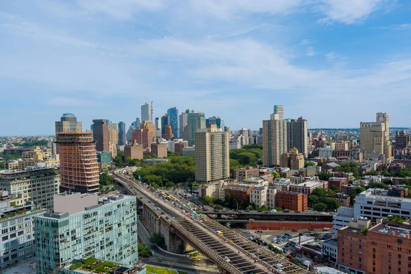 Бруклинский Небосклон Реке Гудзон Нью Йорке Америка Воздуха Панорамным Видом — стоковое фото