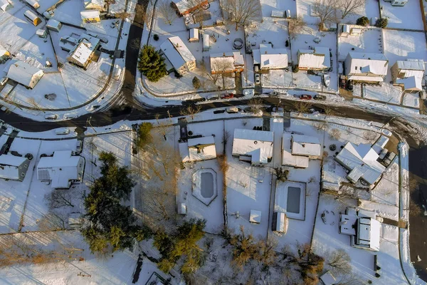 Como Resultado Tormenta Nieve Severa Número Techos Edificios Residenciales Apartamentos — Foto de Stock