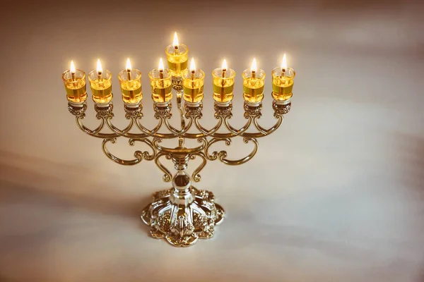 Candle Lights Menorah Preparation Hanukkah Festival Symbols — Stock Photo, Image