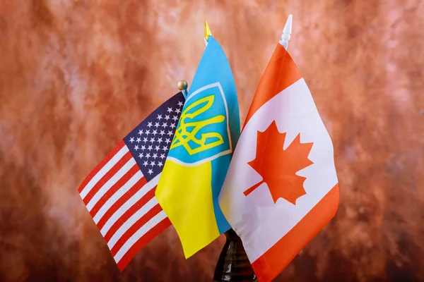 乌克兰支持俄罗斯对乌克兰国旗的军事侵略 加拿大 — 图库照片