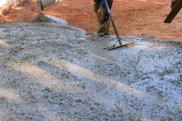 Driveway New Home Construction Site Were Poured Wet Concrete Hard — Stock Photo, Image