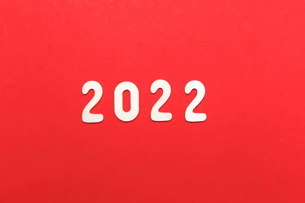 Новий 2022 Рік Напис Латиною Дерев Яні Алфавітні Літери Червоному — стокове фото
