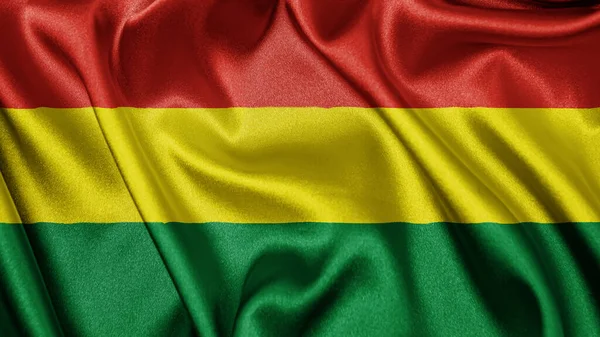 Закрыть Реалистичные Текстурные Ткани Ткань Шелковый Атласный Флаг Боливии Размахивая — стоковое фото