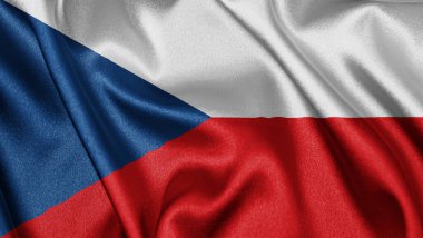 Sallanan arka planda sallanan Çek Cumhuriyeti 'nin gerçekçi kumaş kumaş, ipek saten bayrağını kapatın. Ülkenin ulusal sembolü. 28 Ekim, Mutlu Gün konsepti