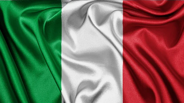 Close Realistic Texture Fabric Textile Silk Satin Flag Italy Waving — Stockfoto