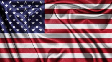 Amerika Birleşik Devletleri 'nin Küçük Dış Adaları' nda dalgalanan arka planda dalgalanan gerçekçi doku kumaş ipeği saten bayrağını kapatın. Ülkenin ulusal sembolü. Mutlu Günler konsepti