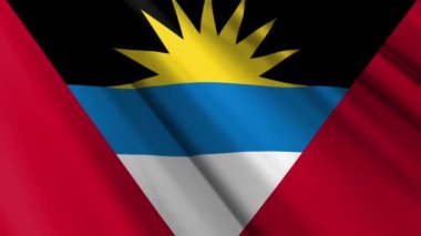 Antigua ve Barbuda 'nın dalgalanan arka planının gerçekçi kumaş ipek saten bayrağını kapat. Ülkenin ulusal sembolü. 1 Kasım, Mutlu Günler konsepti. 3D animasyon 1080p Tam HD