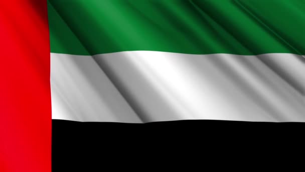 Zamknij Realistyczne Tekstury Tkaniny Jedwabne Satynowa Flaga Zjednoczonych Emiratów Arabskich — Wideo stockowe