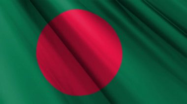 Bangladeş 'in dalgalanan arka planının gerçekçi kumaş kumaş kumaş ipek saten bayrağını kapatın. Ülkenin ulusal sembolü. 26 Mart, Mutlu Gün konsepti. 3D animasyon 1080p Tam HD