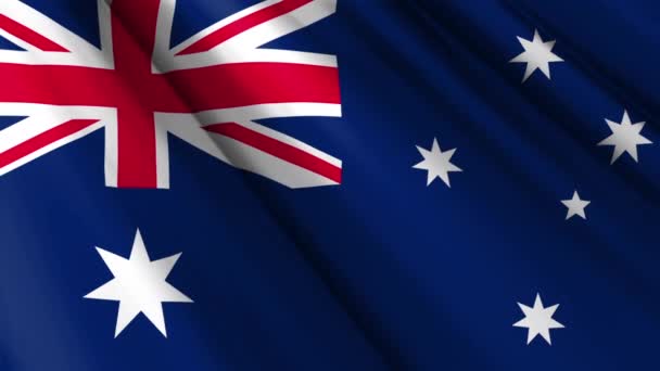 Feche Tela Textura Realista Bandeira Cetim Seda Têxtil Austrália Acenando — Vídeo de Stock