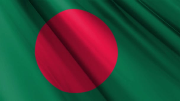 Close Realistico Tessuto Tessitura Seta Raso Bandiera Del Bangladesh Sventolando — Video Stock