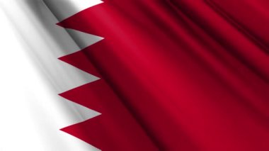 Bahreyn 'in dalgalanan arka planının gerçekçi desenli kumaş kumaşlı saten bayrağını kapatın. Ülkenin ulusal sembolü. 16 Aralık, Mutlu Günler konsepti. 3D animasyon 1080p Tam HD