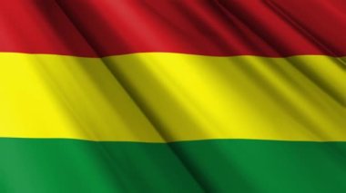 Bolivya 'nın dalgalanan arka planının gerçekçi dokusu kumaş kumaş saten bayrağını kapat. Ülkenin ulusal sembolü. 6 Ağustos, Mutlu Günler konsepti. 3D animasyon 1080p Tam HD