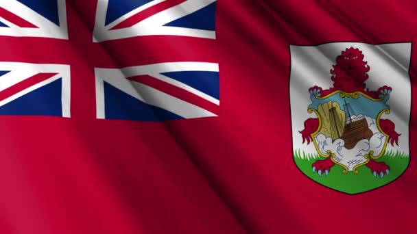Feche Tela Textura Realista Bandeira Cetim Seda Têxtil Das Bermudas — Vídeo de Stock