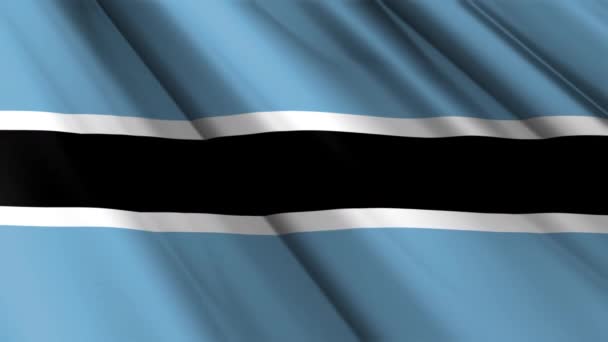 Close Realistische Textuur Textiel Zijde Satijnen Vlag Van Botswana Zwaaiende — Stockvideo