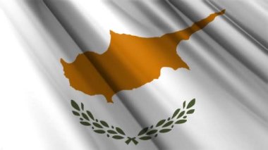 Gerçekçi dokuyu kapat. Tekstil kumaşı. Kıbrıs Rum Kesimi 'nin dalgalanan arka planının saten bayrağı. Ülkenin ulusal sembolü. 1 Nisan, Mutlu Günler konsepti. 3D animasyon 1080p Tam HD
