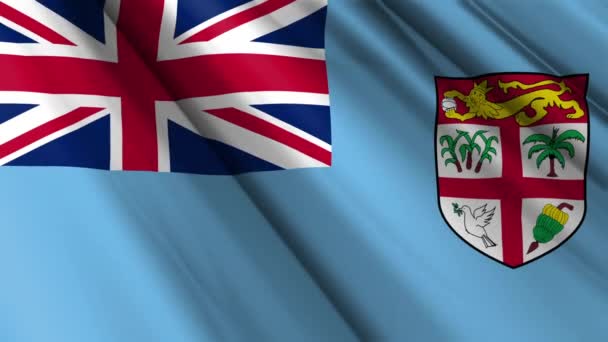 Feche Textura Realista Bandeira Cetim Seda Têxtil Fiji Agitando Fundo — Vídeo de Stock